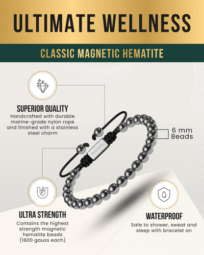 High Power Magnetic Hematite Bracelet Classic 6mm Bead